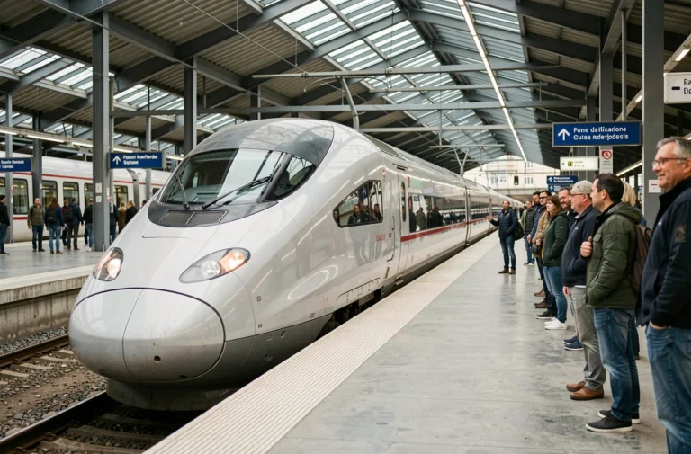 TGV moderne en gare de Lyon illustrant les innovations dans les transports ferroviaires français